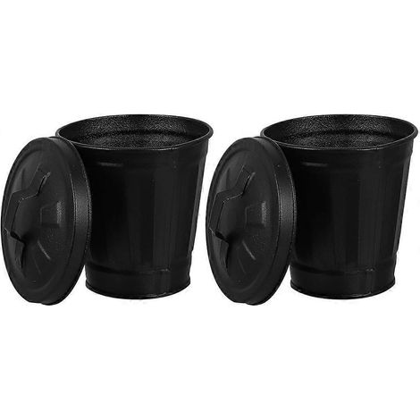 Lot de 2 petites poubelles de bureau, seaux de rangement multifonctionnels, conteneurs à déchets-9.50X9.50X9.00CM-Black