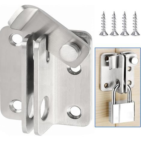 Verrou Porte Coulissante Serrure Volet Loquet Porte Verrou Portail à Bascule Boulon avec Vis pour Porte Fenêtre Placard et Jardin Acier Inoxydable (Argenté, Right Open S) (1/4)