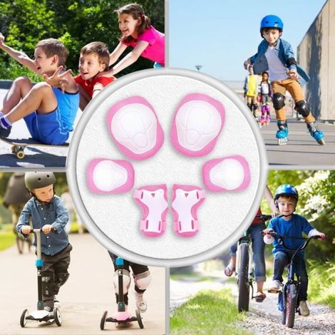 Genouillères Enfants - Coudières Et Protège-Poignets - Ensemble Protection Sportive Pour Patinage À Roulettes - Taille Unique 3 À 8 Ans (1/4)