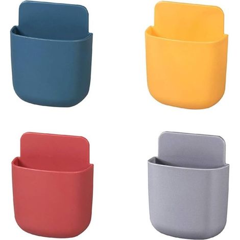 Range Telecommande Mural 4 Pièces Support Telecommande Mural Boîte Rangement pour Télécommande Auto Adhésive Support de Téléphone Portable Mural, 4 Couleurs (1/5)