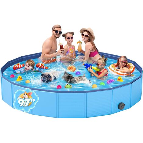 1 Piscine Pliable PVC, Valve Drainage, Fond Souple, Pour Chien Petite Moyenne Grande Taille