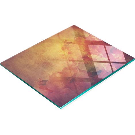 Planche décorative multifonctionnelle de cuisine en verre trempé avec fleurs, 60 x 52 cm (1/5)