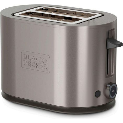 Black+Decker - Toaster 900W BXTO901E  2 Schlitze und automatische Zentrierung  7 Stufen de Toasten  3 Bereiche de Mica Glühlampe  3 integrierte Funktionen  Herausnehmbares Krümelfach  Edelstahl