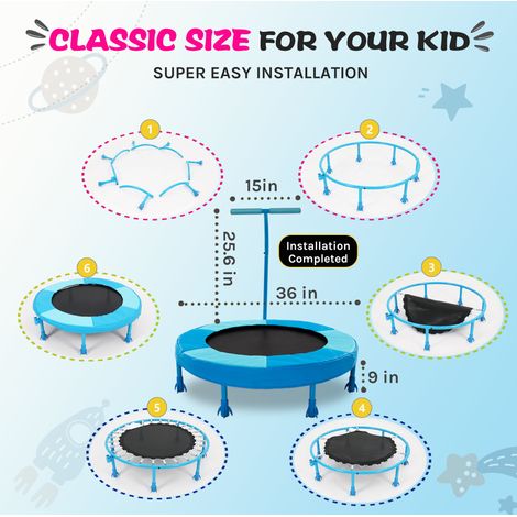 Trampoline enfant 91 cm avec barre de maintien, bleu HAVRYA (1/2)