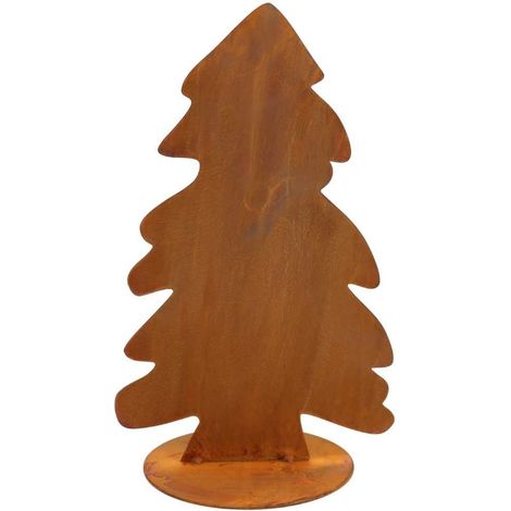 Sapin de Noël Décoratif en Métal Patiné Effet Rouille pour Jardin et Intérieur 39 x 23 cm - PANGIVO (1/5)