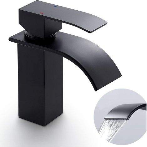 CECIPA Design Wasserhahn Bad Osmose Waschtischarmatur Einhebelmischer Mischbatterie Armatur Waschbeckenarmatur für Badezimmer Waschbecken, Schwarz (1/5)