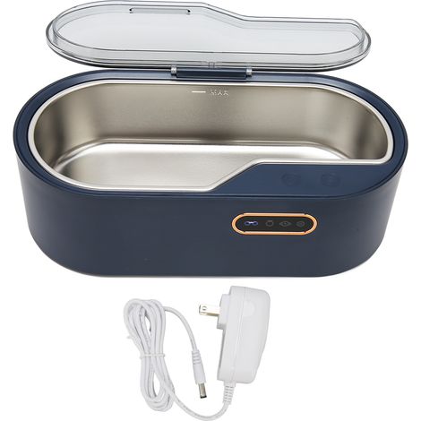 Nettoyeur ultrasonique pour bijoux 450ml, machine portable à ultrasons pour lunettes, montres, pinceaux de maquillage, 100-240V, bleu, prise US (1/5)