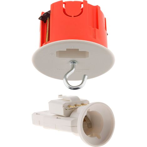 Zenitech – Boîte d'encastrement DCL pour murs placo Ø65mm – Kit complet avec fiche DCL E27 et crochet métallique – Norme NF (1/7)