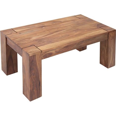 Mesa baja ORBO rectangular 100 cm – Mesa baja rústica de madera maciza de sheesham (1/5)