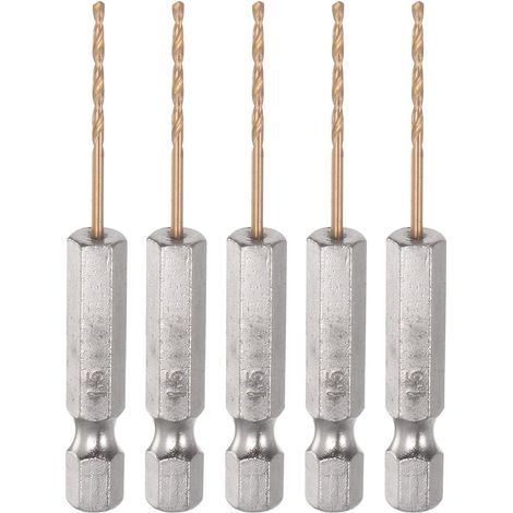 1/4" Hex Tige Perceuse Foret 1,5mm Titane M35 HSS 62mm L 5pcs (1/5)
