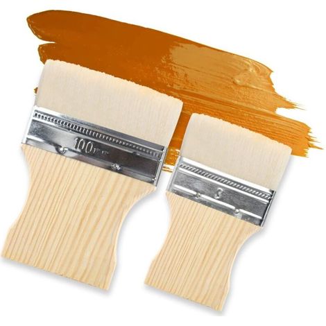 2Pcs Pinceau en Soie pour Vitrifier ou Vernir. Paddle Pinceau de Fond Plat Pinceau en Latex Lasure Peinture Brosse à Laine Brosse de Mur Outil à Peindre pour Rénovation Décoration Entretien Travaux (1/5)