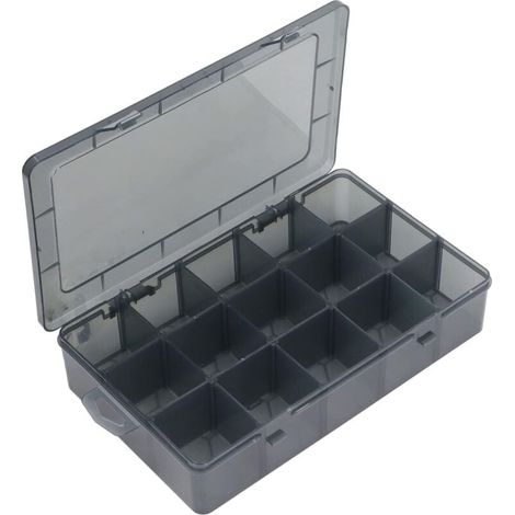 Aufbewahrungsbox aus transparentem Kunststoff mit 15 Fächern und herausnehmbaren Trennwänden, Sortierbox für Teile, Organizer-Box zur Aufbewahrung von Perlen, Kunst, Heimwerkerarbeiten, Schmuck, Angel (1/4)