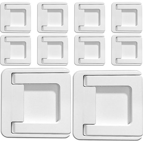 10 Pièces Lot de 10 Verrous de Butée de Fenêtre Adhésifs Blancs 5 CM, Serrures de Porte Coulissante d'Armoire Sécurisées pour Garçon et Filles, Limiteurs de Verrouillage pour (1/4)