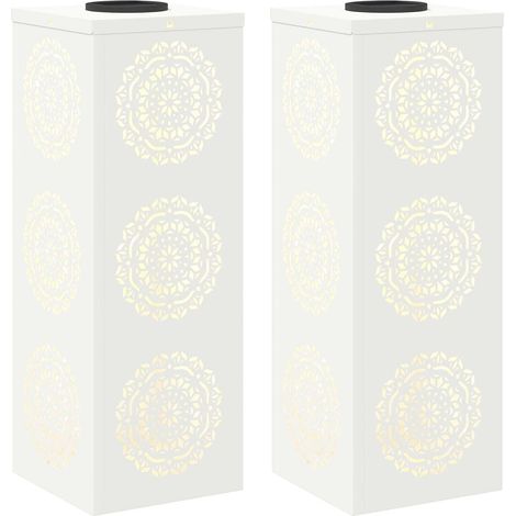 Set di 2 eleganti luci per vialetto solari 18 x 18 x 50 cm in acciaio laminato a freddo bianco 020052595