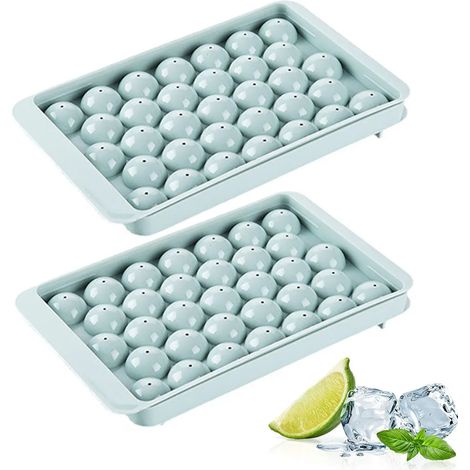Molde de cubitos de hielo de silicona con tapa, 2 unidades, flexible y fácil de desmoldar, molde de cubitos de hielo cuadrado pequeño, grado alimenticio, apilable, reutilizable, azul cielo (1/5)