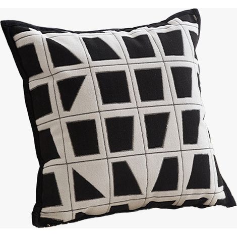 SHAYZ Coussin carré en tissu à motifs blanc et noir 45x45 cm (1/5)
