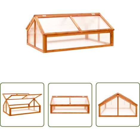The Living Store Serre Marron 114x80x50 cm Bois de sapin - Serre En Bois - Serre Jardin - Abri Jardin - Protection Plantes - Croissance Plantes (1/5)