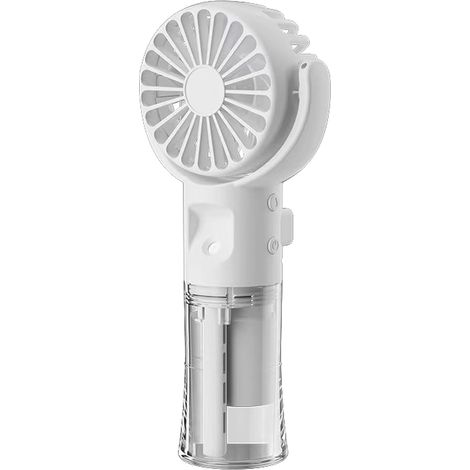Mini ventilatore portatile con nebulizzazione d'acqua, ricaricabile tramite USB con 4 velocità, piccolo ventilatore di raffreddamento leggero per interni, scuola, viaggi, campeggio, trucco (bianco) (1/5)