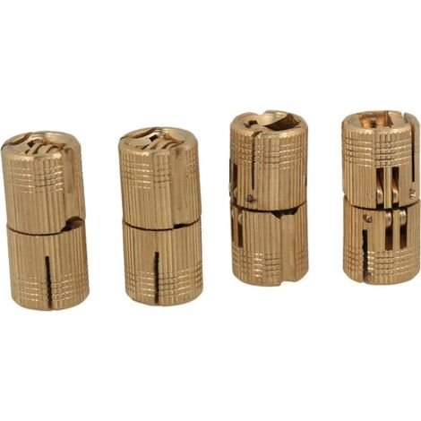4 charnières cylindriques invisibles en cuivre Ø14 mm, charnières encastrées pour portes de placard, meubles, armoires et installations de menuiserie discrètes (1/3)