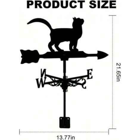 Girouette en forme de chat, décoration de toit avec ornements artisanaux pour jardin et pelouse, pince en métal (1/4)