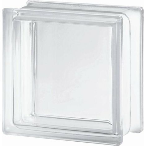 Brique de verre 19x19x8 cm CL1908C – Verre transparent brillant – Pour aménagement intérieur et extérieur – Poids 2,4 kg