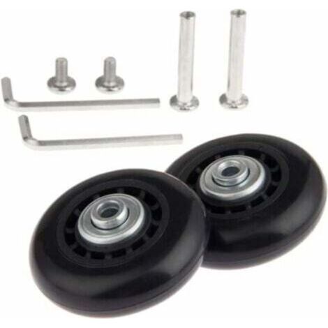 Lot de 2 roulettes (70 x 24 mm) avec axes – Roues de rechange pour valise en caoutchouc et acier, silencieuse et facile à installer (1/4)