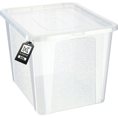 Conteneur de stockage, 30 litres, forme rectangulaire, matériau en plastique, compatible pour un usage domestique, couvercle sécurisé (1/5)