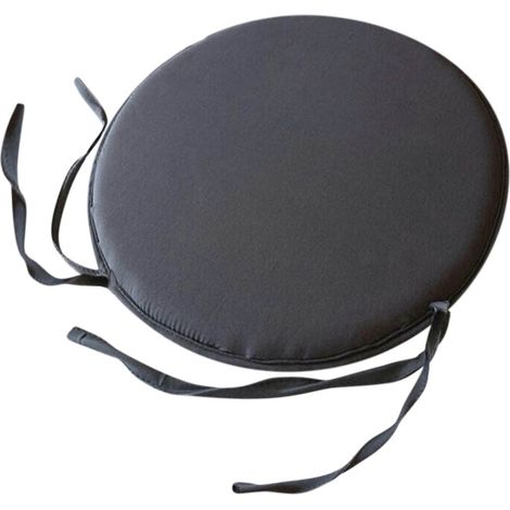 Coussin Rond Noir 30 cm Épaisseur 3 cm avec Liens, Galette de Chaise pour Jardin et Salle à Manger (1/3)