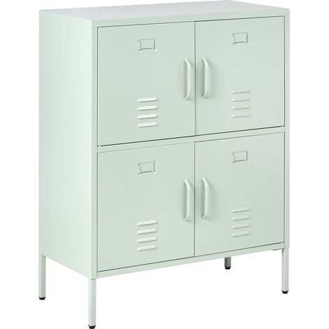 Armoire de Rangement Buffet Métallique à 4 Portes pour Bureau à Domicile Vert Menthe Holbeck