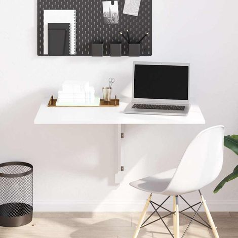 vidaXL Table murale pliable Blanc brillant 100x60x56cm Bois ingénierie (1/5)