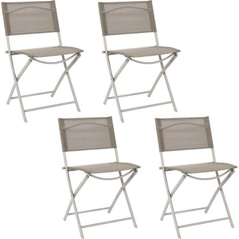 SANAE - Lot de 4 Chaises de Jardin Pliantes Beige (1/5)
