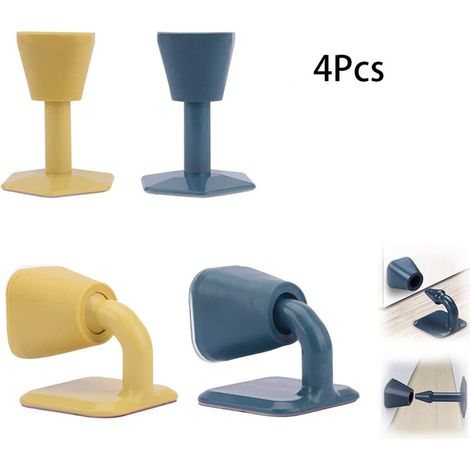 Butée de porte murale – Silicone sans perçage, sans vis – Lot de 4 butées de porte à ventouse anti-collision pour le bas de la porte., (1/5)