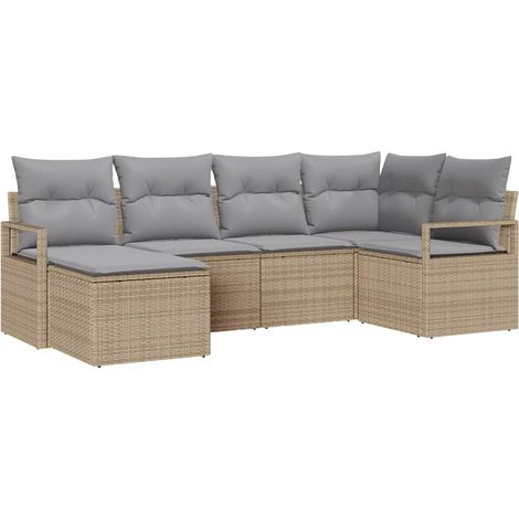 Maison Exclusive - Sofa Set mit Kissen 6 pcs Beige Poly Rattan