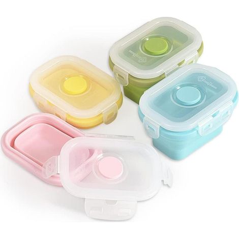 Cozihom Lebensmittelbehälter Silikon Schnappdeckel stapelbar 4x 150ml (1/5)