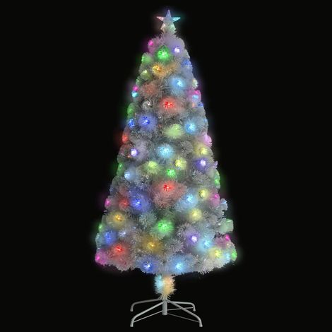 Arbre de Noël  Sapin de Noël artificiel pré-éclairé blanc 120 cm fibre optique (1/5)