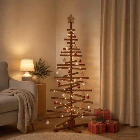 vidaXL Árbol de Navidad de madera KOTKA 150 cm Madera de Pino Maciza (1/5)