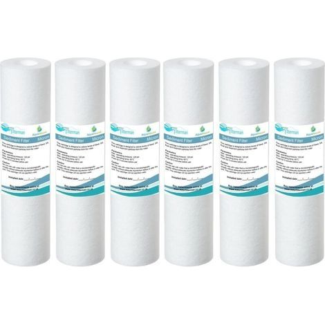 6 x AquaHouse 10" Cartouche de filtre à eau de sédiment pour l'osmose inverse, l'eau alimentée par le pôle et la filtration des particules, correspond à 10" boîtiers de filtre standard - 5 microns (1/4)