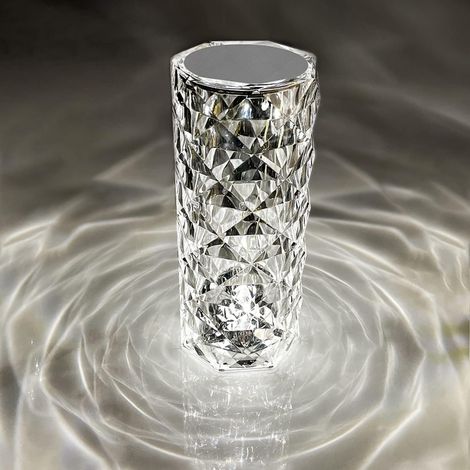 MINKUROW Led Lámpara De Mesa De Cristal Proyector De Luz Rosa 3 Touch Ajustable Romántico Diamond Atmósfera Luz Usb Touch Night Light (1/5)