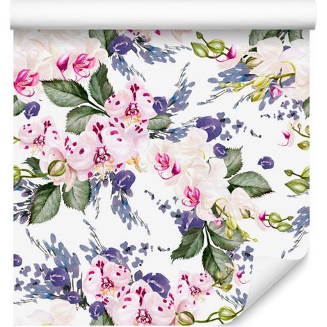 Papier peint à motifs d'orchidées vertes pour salon et chambre 50x1000 cm (1/5)