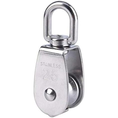 Poulie simpleM25en acier inoxydable, poulie pivotante, charge de 150 kg pour corde de levage - lot unique, argent