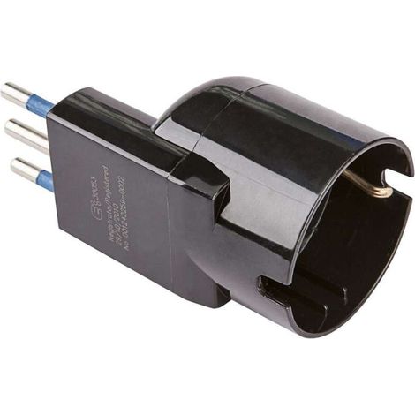 Adattatore Salvaspazio con spina 10A 2P+T e presa 10-16A 2P+T nero