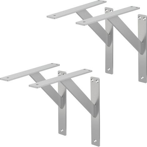 ML-Design 4 Stück Regalhalterung 240x240 mm, Silber, Aluminium, Schwebende Regalhalterungen, Regalwinkel, Wandhalterung für Regalbrett, Regalträger für Wandmontage, Wandregal Wandkonsole Regalstütze