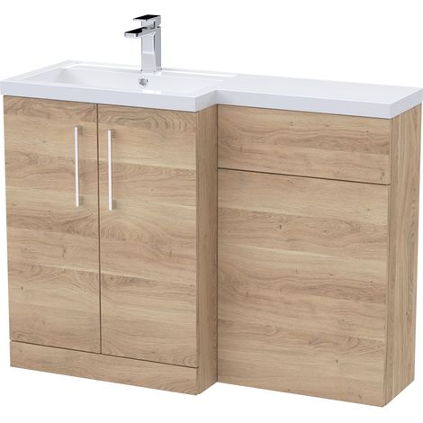 Level Furniture Combination Vanity Basin and WC Unit Left Hand - 1100mm x 390mm - Bleached Cuneo Oak - Balterley (1/4)