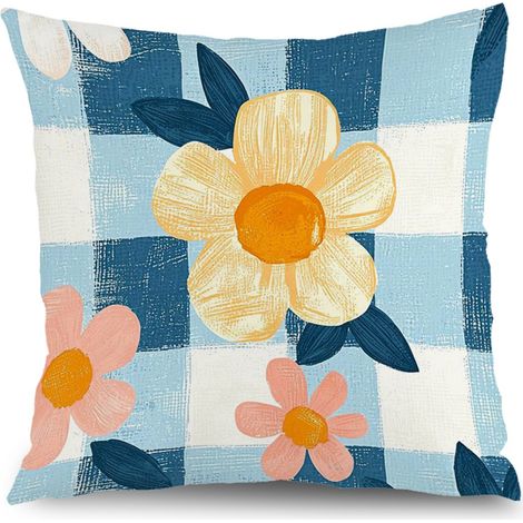 Housse de coussin fleurs décoratives, décoration maison,50×50cm (1/5)