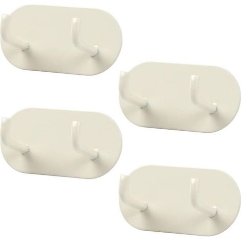 4-teiliges Set selbstklebender Wandhaken, Handtuchhalter aus Metall, Handtuchhalter aus Metall, Haken zum Anbringen ohne Bohren für Badezimmer, Schlafzimmer, Küche (Creme) (1/4)