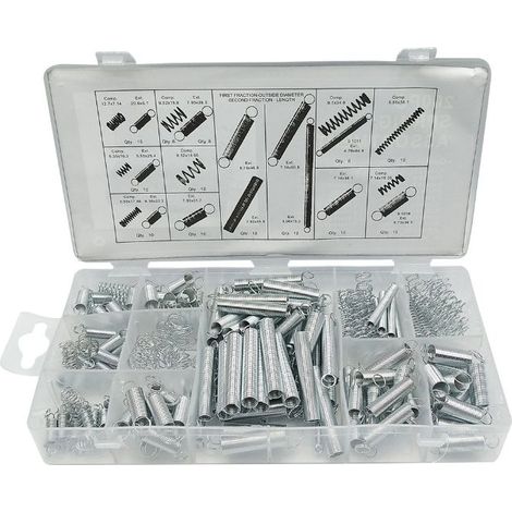 Ressort de Compression et Rallonge, Assortiment en Acier en Métal de Traction, Tension Pression et Goupilles Ressorts avec Boîte de Rangement - 200 Pcs (1/4)