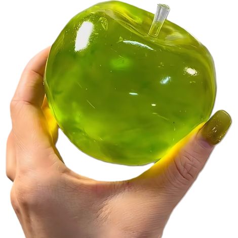 Irovami Pomme réaliste de 6 cm à remontée lente, jouet anti-stress à presser [vert] (1/5)