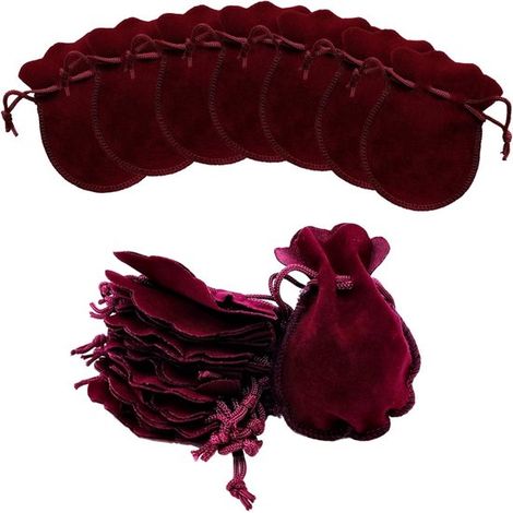 Store8 – Samtbeutel – Schmuckaufbewahrung – Rot – Kleines Geschenk – Kratzschutz – Geeignet für Schmuck – Rot – 50 Stück (1/5)