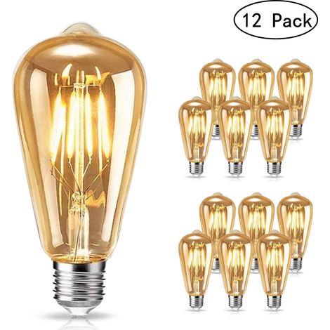 Ampoule Vintage Edison, Ampoule LED Edison E27 4W Lumière Chaude Vintage Antique Ampoule Rétro pour Nostalgie et Éclairage Rétro dans la Maison, Café Bar etc. - 12 Pcs (1/5)
