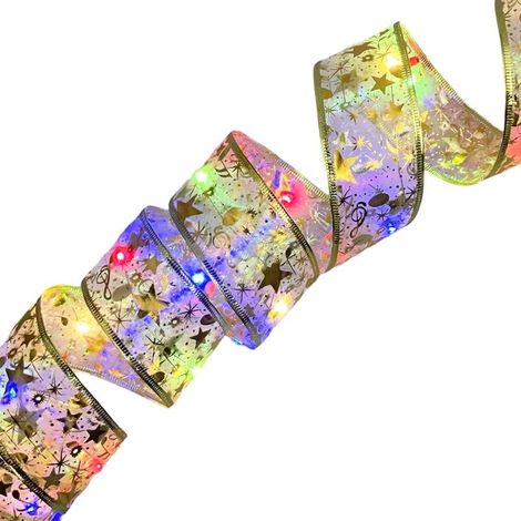 Guirlande lumineuse de Noël - Ruban doré - 10 m, 100 ampoules, boîtier à piles étanche avec télécommande et 8 fonctions (1/5)